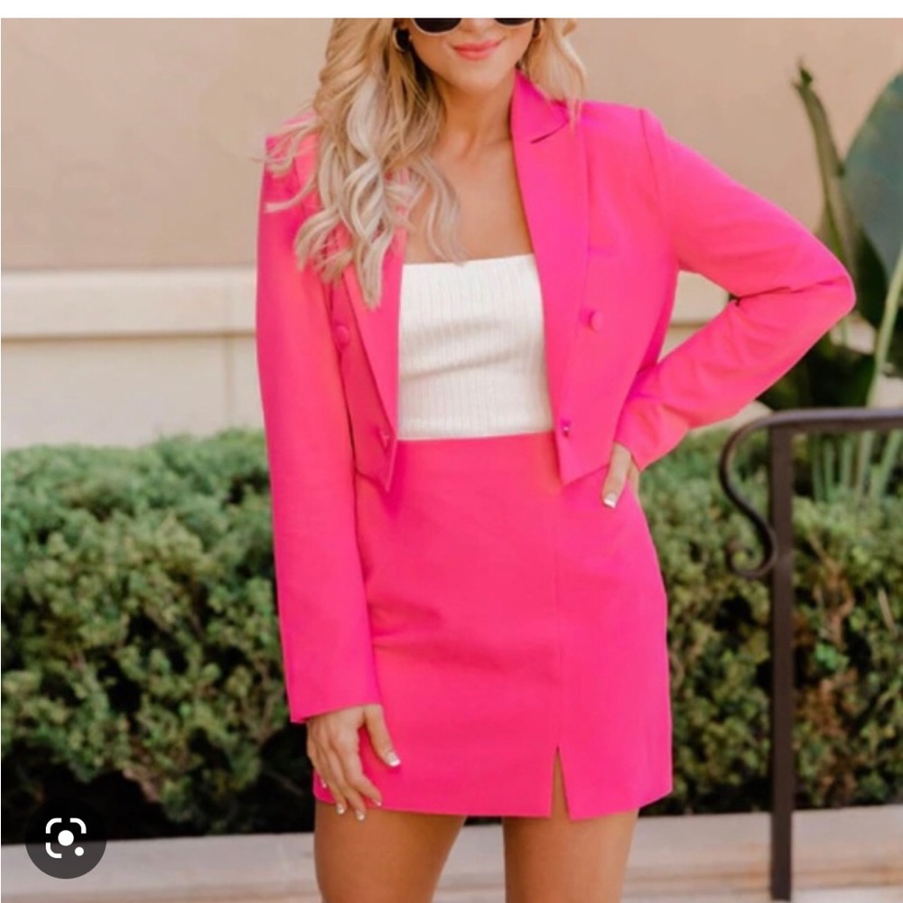 Pink Lilly blazer and skirt set